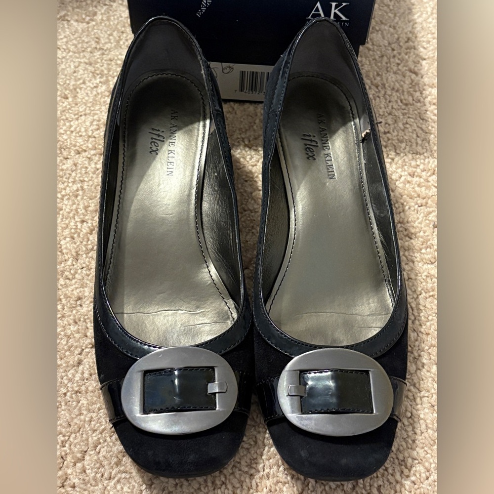 Anne Klein Black Heel with Silver Buckle